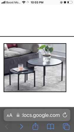 Ansley&HosHo Round Nesting Tea Table Coffee Table Set of 2 , Modern Metal Frame for Living Room, Black