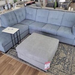New Ashley Brand Denim Blue Or Gray Sectional Sofa Couch *Ottoman Sold Separately* 