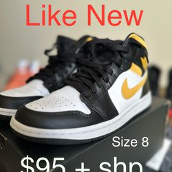 Air Jordan / Like New / Size 8 / White/Blk/Yellow