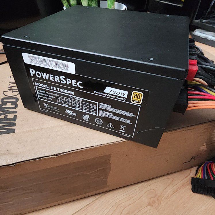 Powerspec 750W PSU Power Supply 80 Plus Gold for Desktop PCs