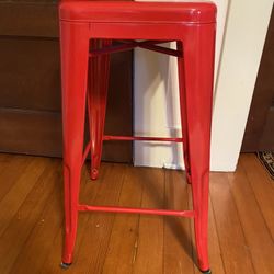 Red Metal Stool