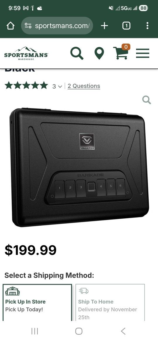 Vaultek Series 2 Biometric Gun safe