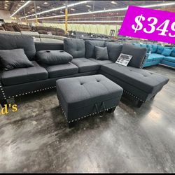 BRAND NEW 3PCS SECTIONAL SOFA SET WITH OTTOMAN AND ACCENT PILLOW INCLUDED $349