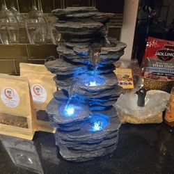 Peaceful Desktop Waterfall Fountain with Soothing LED Lights and Natural Water Sounds – Perfect for Home, Office, or Holiday Decor! - NEW