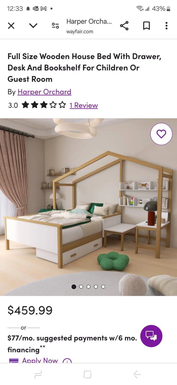 Full sized children's bed frame