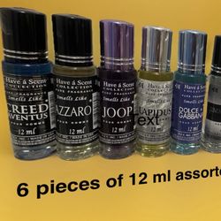6 Bottles Men Assorted Rolls Of Perfume 12 ML