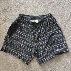 New Balance Men’s Athletic Running Shorts Gray Black Stripe