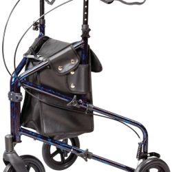 Carex 3 Wheel Walker for Seniors, Foldable, Rollator Walker with Three Wheels, Three Wheel Rolling Walker Height Adjustable for Seniors#2155LUP1