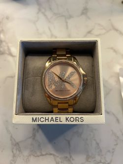 Michael Kors Rose Gold Crystal MK Logo Bracelet Watch