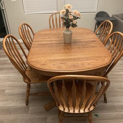 Sturdy Wood Dinning Room Table With Six Chairs