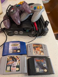 Nintendo 64 Console Bundle with 2 Controllers and 4 Games