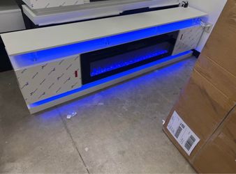 new， 90”TV stand with 50” fireplace( already assembled