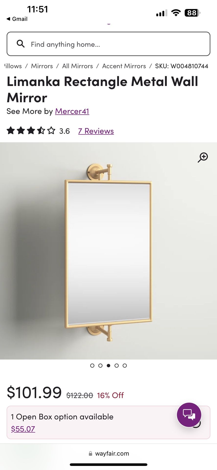 Limanka Rectangle Metal Wall Mirror