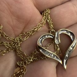 14k gold new chain with 10k gold Diamonds pendant  