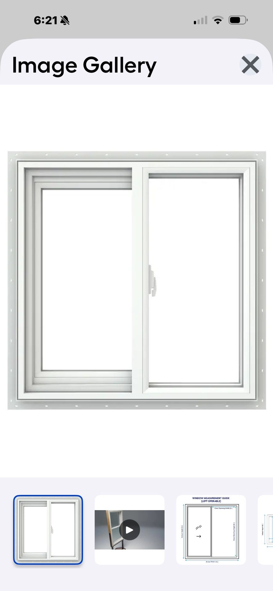 Jeld-Wen V-2500 23-1/2-in x23-1/2-in Left Handed White With White Interior Vinyl Sliding Window With Tempered Glass ( Full Screen Included)