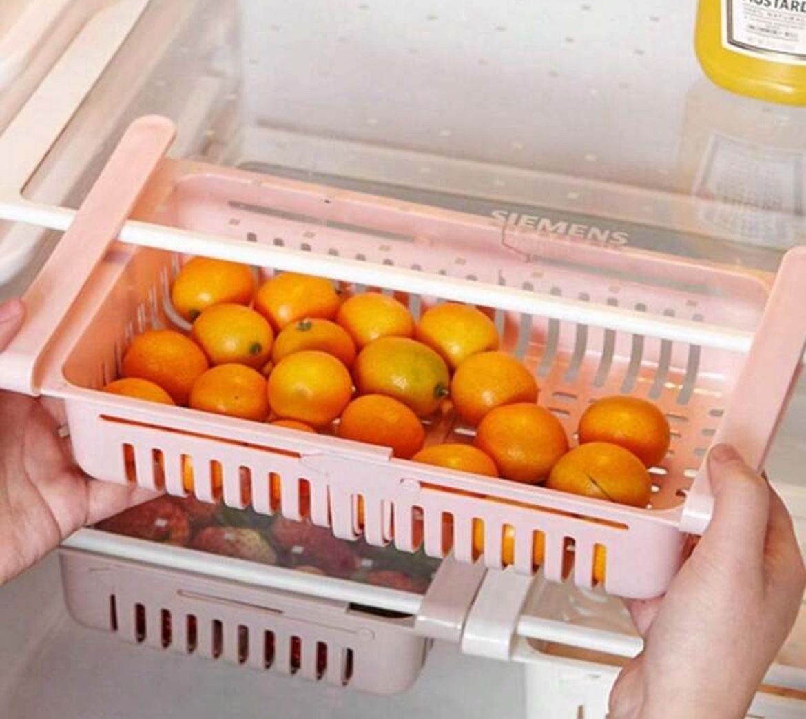 1pc Horizontal Retractable Drawer-Type Refrigerator Fresh-Keeping Storage Box With Shelf