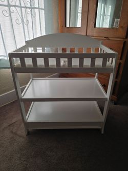 White Baby Changing Table with Two Shelves