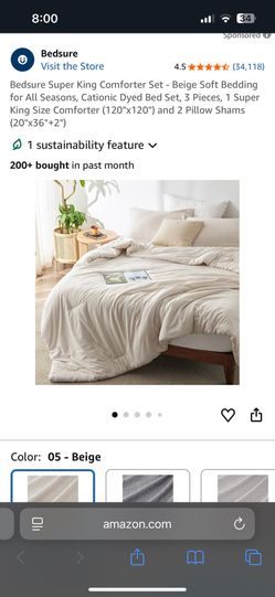 BedSure Super King Comforter Set In Beige 