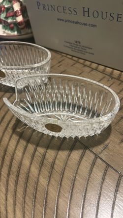 Two Lead Crystal Spoon/Fork Holders