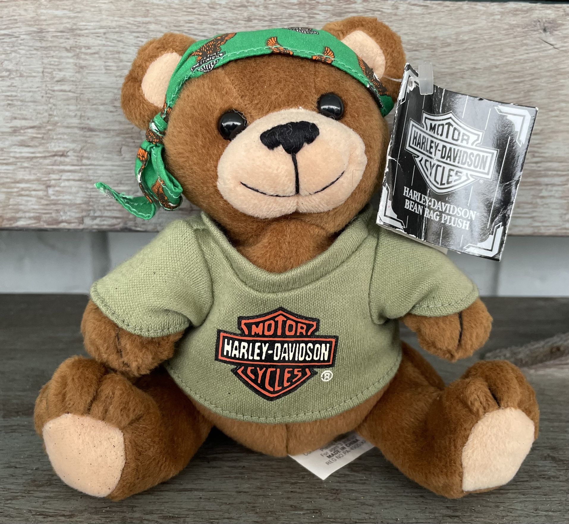 HARLEY DAVIDSON Vintage Beanbag Plush Bear MANIFOLD MAX Official Licensed w Tag Brand NEW Free Shipp