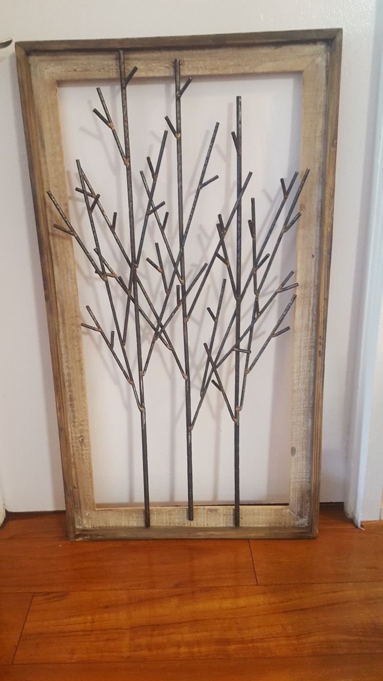 Wood and metal tree / twig wall art decor