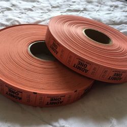 Orange “Admit One” Single Tickets Roll Of 2000