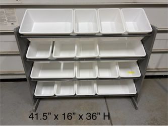 Toy bin organizer shelf