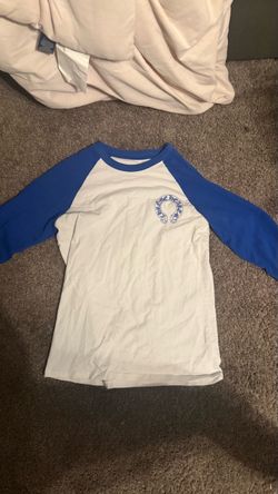 blue and white chrome heart long sleeve
