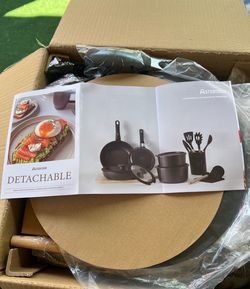 Astercook 21-Pcs Nonstick Cookware Set, Induction Ready, Removable Handle