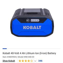 Kobalt 40× Max Battery...4ah