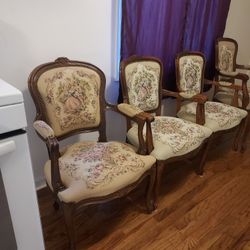 French Embroidery  Antique  4 Chairs  $100