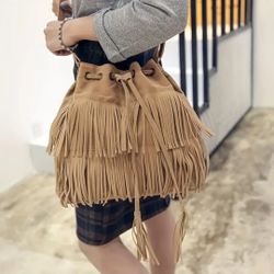 Tassel Bucket Bag NWT 