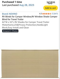 New! RV Blinds 62x32