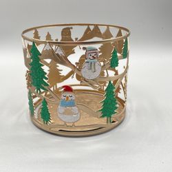 Bath & Body Works Fun And Colorful Frolicking Snowmen THREE WICK CANDLE Holder