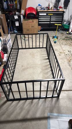 Twin size Floor bed frame with door