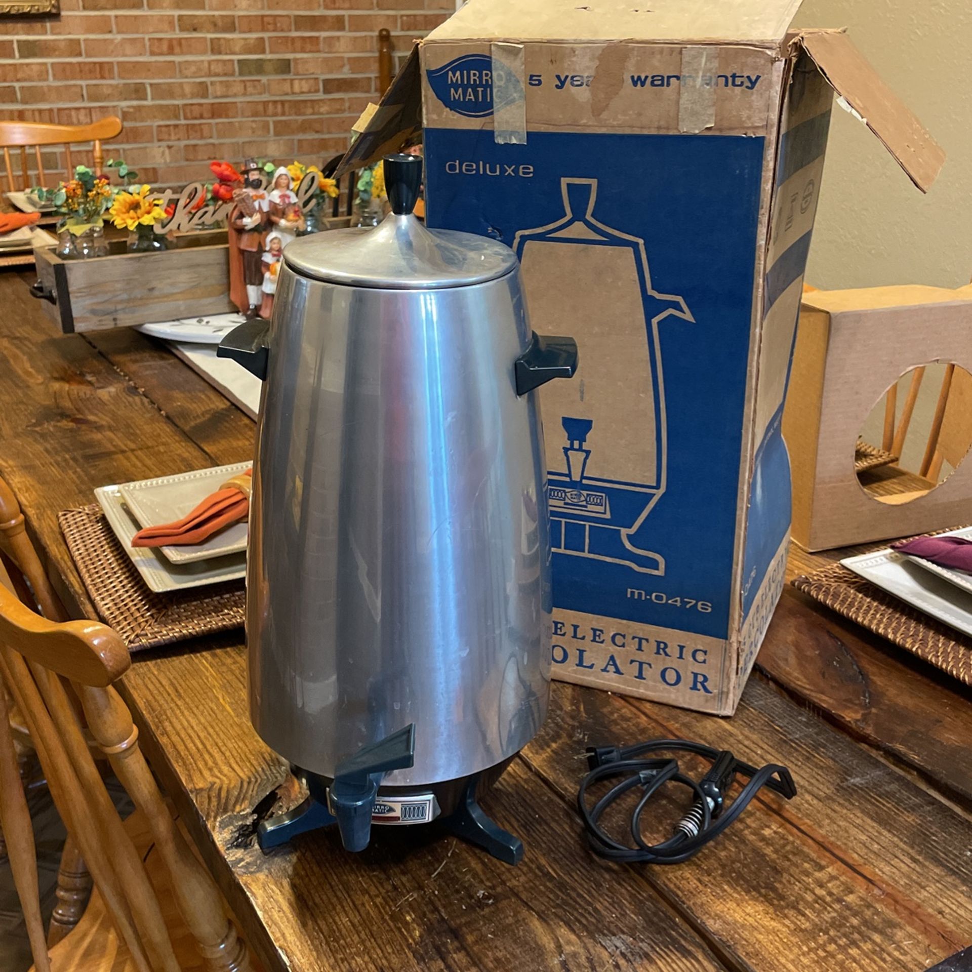 Vintage Mirro Magic Deluxe Coffee Pot “oval” Unique Shape 35 Cup Electric Percolator M-0476