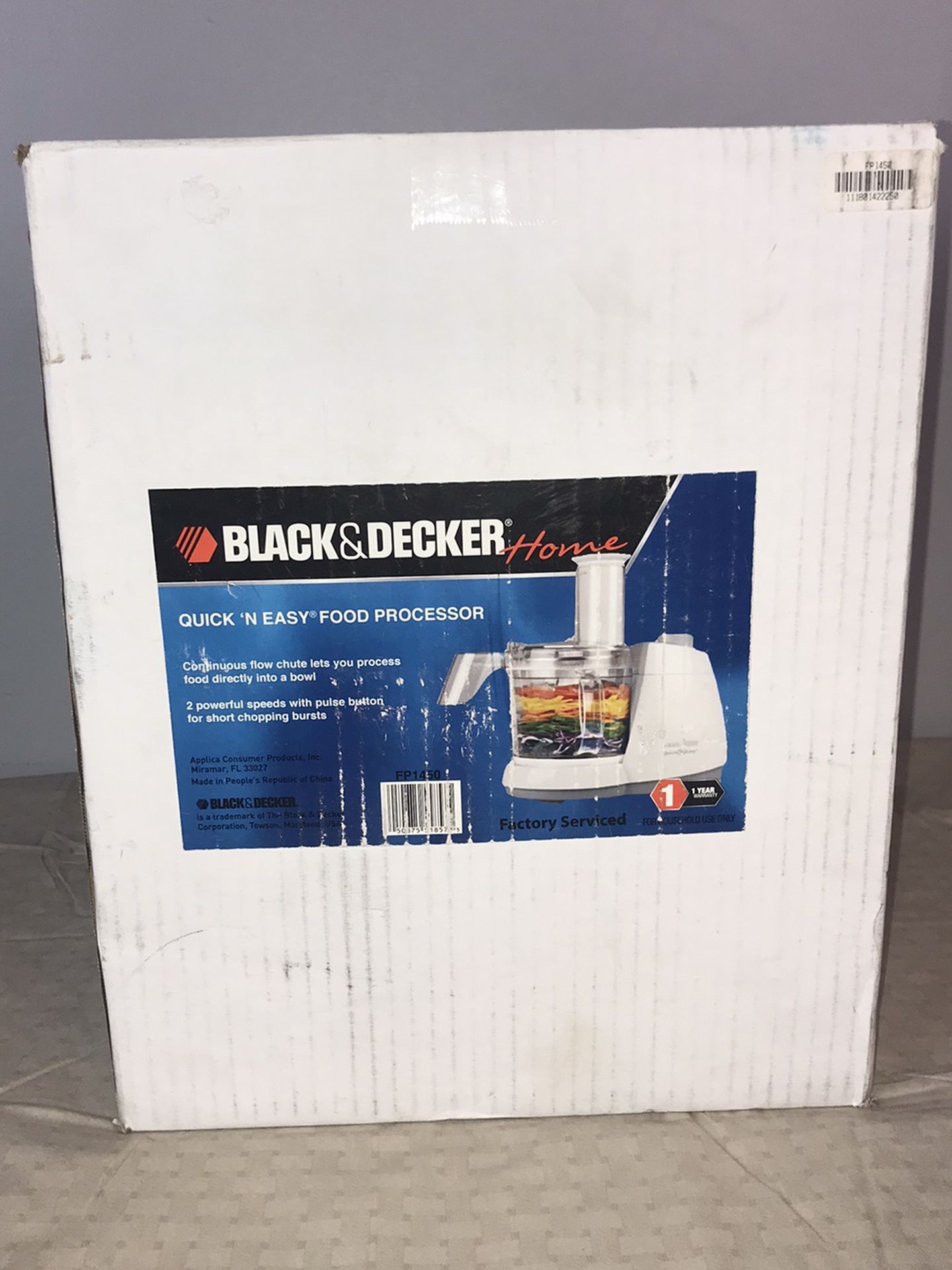 BLACK & DECKER QUICK & EASY FULL SIZE FOOD PROCESSOR, MODEL# FP1450 Pre-owned