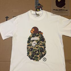 BAPE ABC Camo Milo On Big Ape Tee 'White/Green'