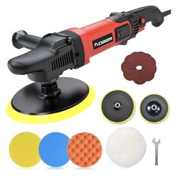 AOBEN 6/7 inch Buffer Polisher,Rotary Car Buffer,1600W Car Polisher Waxer Kit with 6 Variable Speed 1000-3500RPM & 4 Polishing Pads,Detachable Handle 