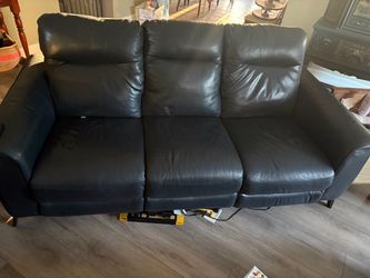 La-Z-Boy Navy Leather Power Recliner Sofa