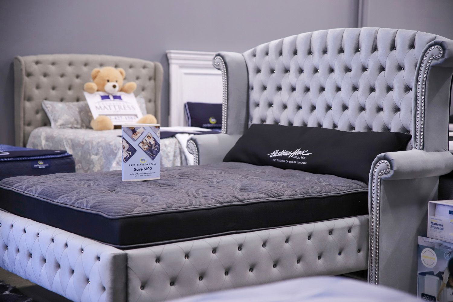 Glam Tufted Bed + Plush Mattress – Only $50 Down!