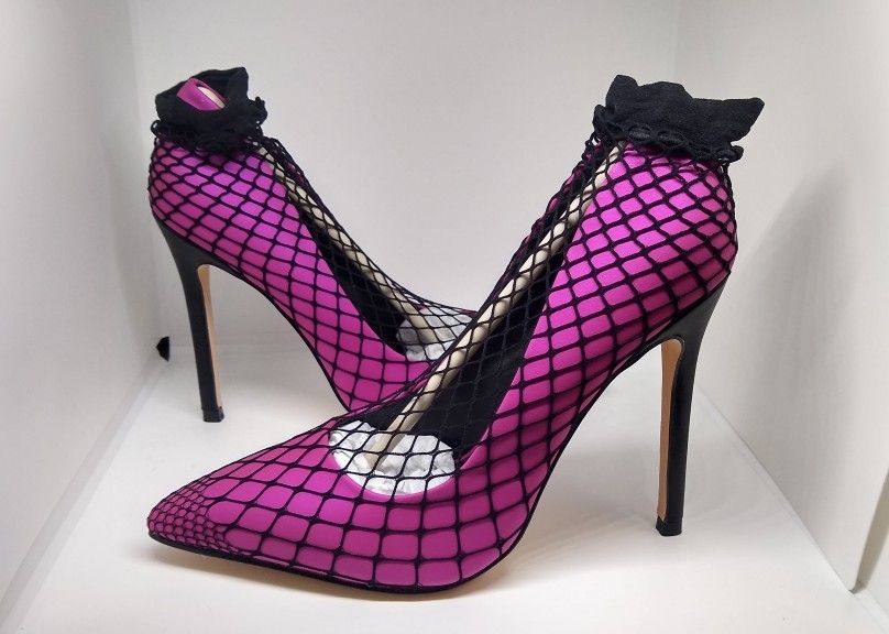 Privileged Pink Mesh Stiletto Heels Sz7