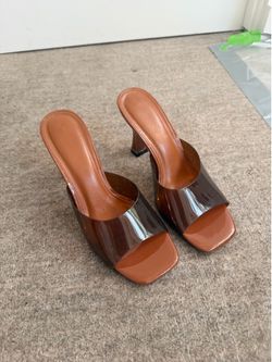 Brown open toed heel