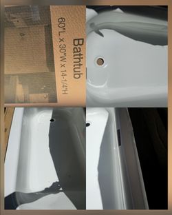 New Aloha 60"×30" x 14.5" White Porcelain Enameled Bathtub