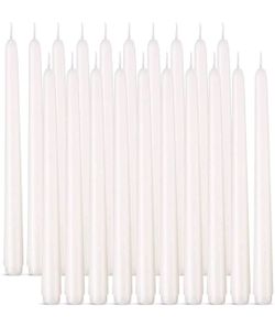 Ivory Taper Candles, Set of 20 Unscented and Smokeless 10 Inch Taper Candles Long Burning