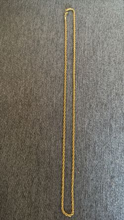 Stainless steel rope chain, 10K gold-plated, 24 inches in length