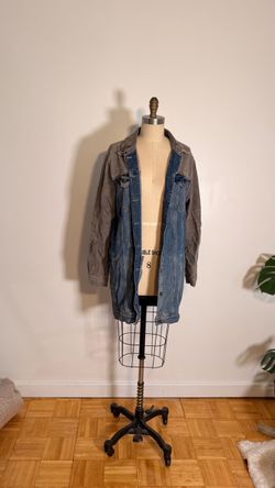 GUESS Los Angeles Colorblock Denim Duster Jacket Long Oversized Trucker Style