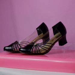 Vintage 80s Era Clear PVC Kitten Heels Size 7