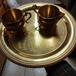 Vintage International Silver Company Hong Kong 24k Gold Plated Tea Set