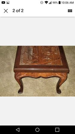 Oriental carved wood coffee table ,antic .